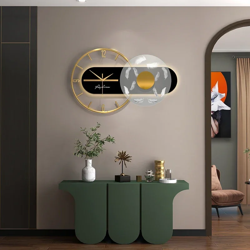 Size 3d Wall Clock for Living Room Decoration Stylish with Light Gift Led Wall Clock Modern Design Large Metal Gold Luxury Big