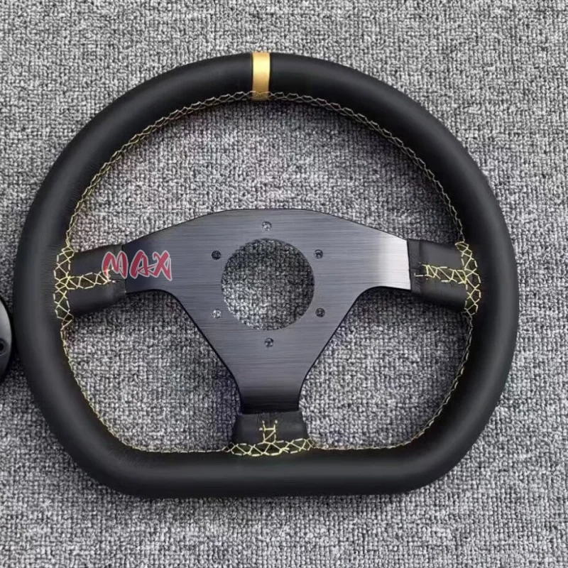 Genuine Leather/Suede D-Shaped 11.8 inch/300mm Simulator Racing Sports Steering Wheel Car Accessory PCD70MM
