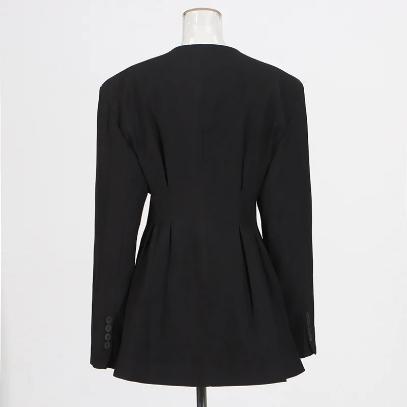 SuperAen European and American Style Blazer Women's 2025 New Lace Splicing Waist Single-breasted Blazer