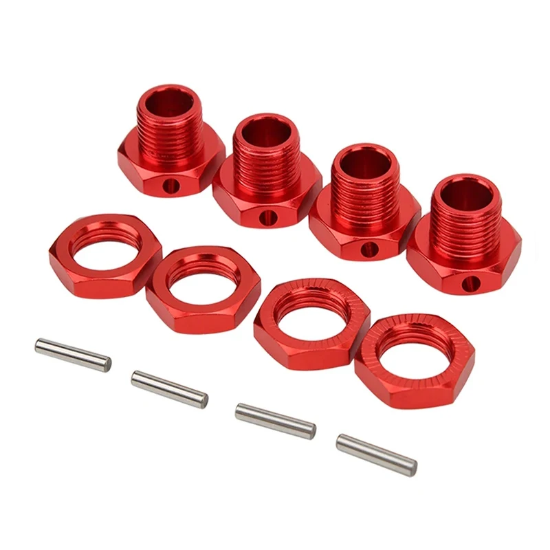 4 stuks Metalen 17mm Wiel Hex Hub Adapter met Moer 81011 voor Traxxas HPI Tamiya HSP Redcat Himoto 1/8 RC Auto Upgrade Onderdelen