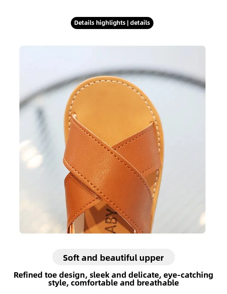 2026 Sommer-Sandalen für Babymädchen und Kleinkinder, Strand-Schuhe mit Kreuzriemen, Modische Kinder-Flachsandalen mit Offener Spitze im Gladiator-Stil – Detail 3