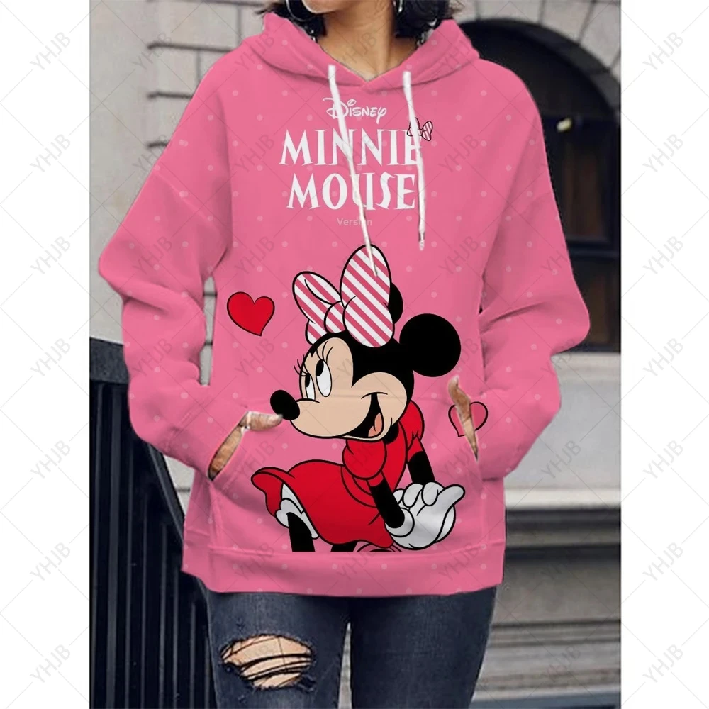 Disney-Desenhos animados de Mickey Mouse feminino com capuz infantil, moletom anime, roupas esportivas de algodão, bolso, kawaii