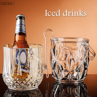 〔CC55〕Transparent Wine Ice Cooler For Party Home Whisky Ice Bucket Ice Champagne Bucket Thermal Beer Bucket Bar Accessories