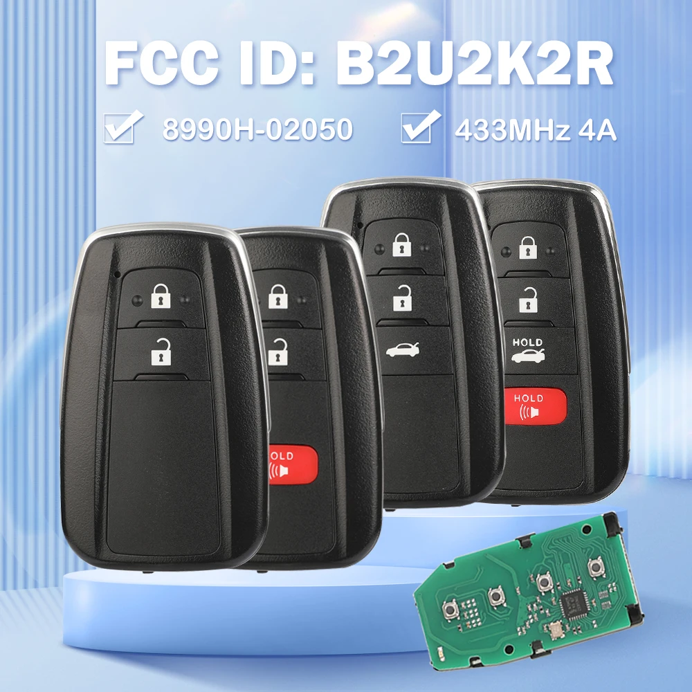 

jingyuqin P/N: 8990H-02050 FCC ID: B2U2K2R Smart Remote Car Key 433MHz 4A HITAG AES NCF29A1M Chip For Toyota Corolla 2018-2022