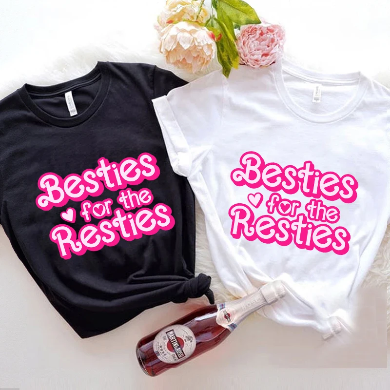 Besties for The Resties T-Shirts Summer Casual Round Neck Comfy Short Sleeve Shirt Best Friends Tees Fashion Trend T-shirts Tops