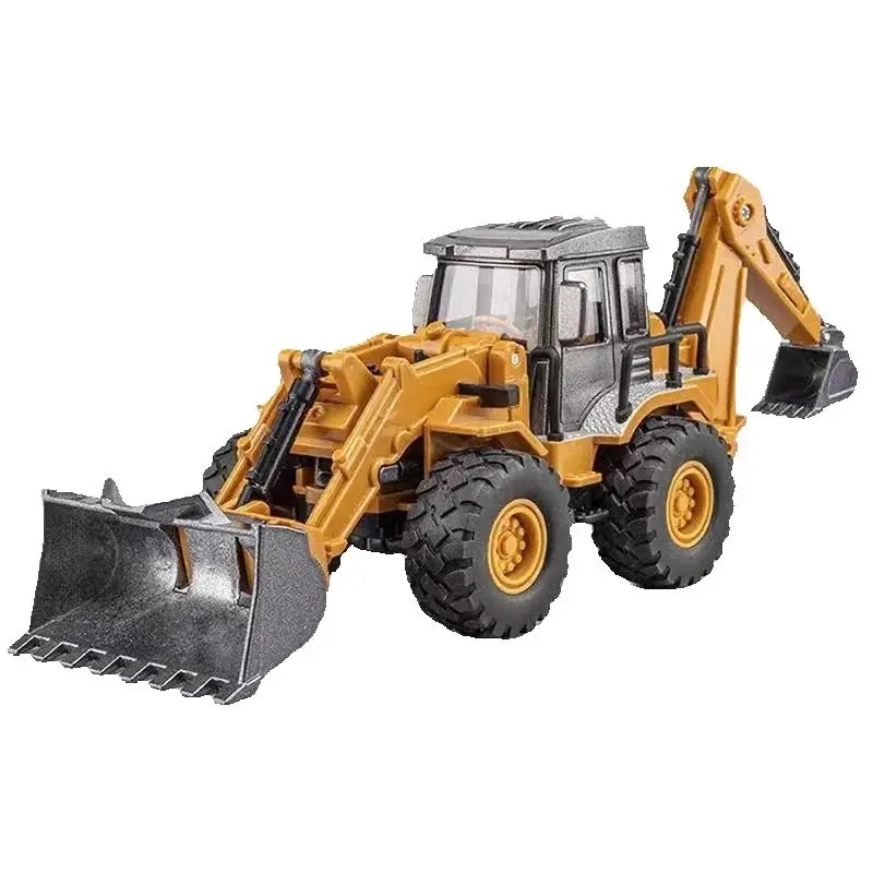 

1:40 Backhoe 2IN1 Excavator Bulldozer Diecast Toys Model Engineering Sound Light Construction Play Collection Gifts For Children