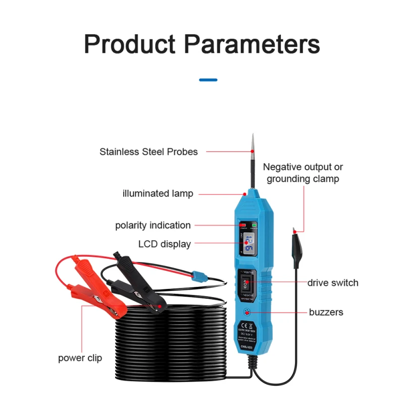 Automotive Power Circuit Probe Tester 3.5V-36V Car Electrical System Diagnostic Tool Component Activation w/ LCD Digital Display