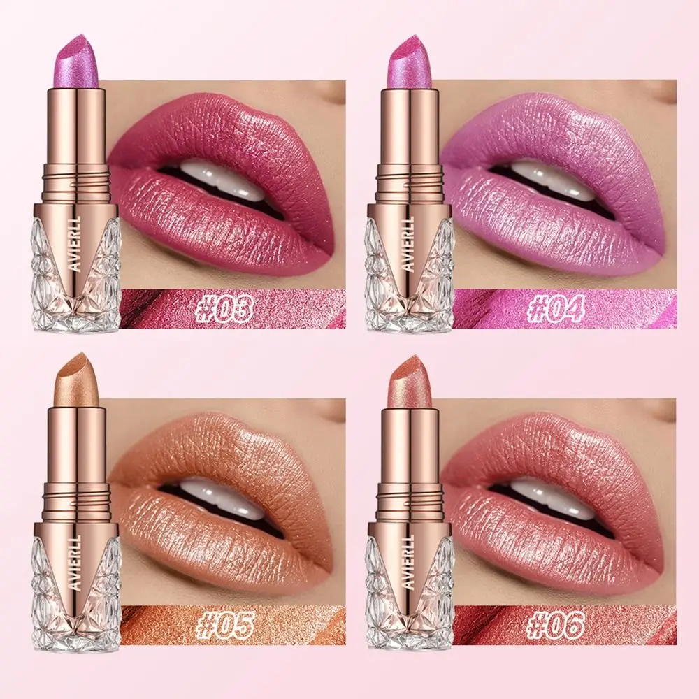 1Pcs 10 Colors Glitter Lipstick Moisturizing Silky Long-Lasting Lips Makeup Waterproof Quicksand Gold Pearlescent Lip Tint