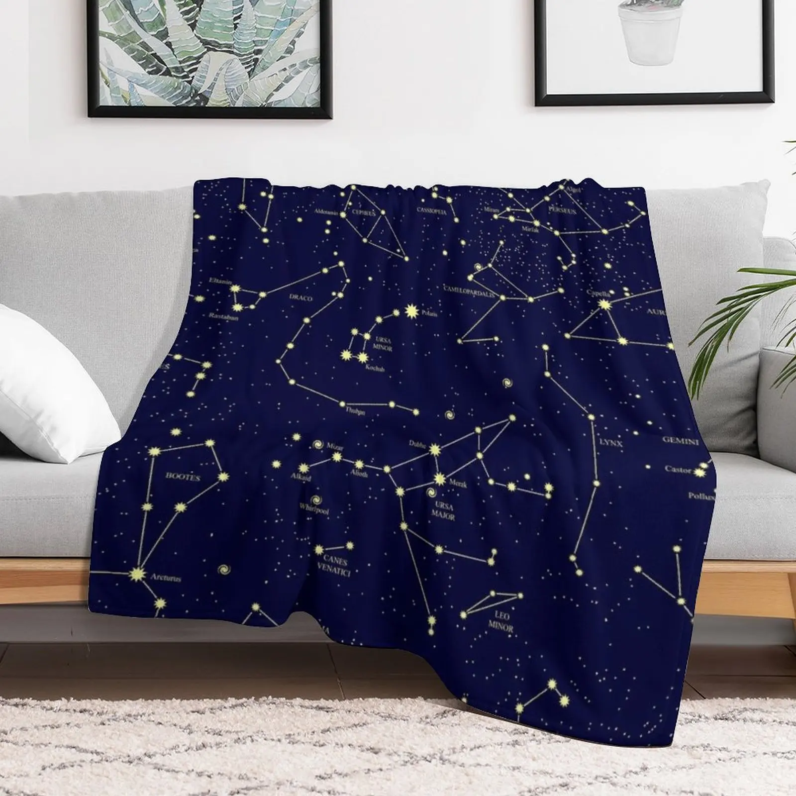 Constellation Astronomy Star Map Night Sky Throw Blanket Soft Beds Thins Plaid Plush Blankets