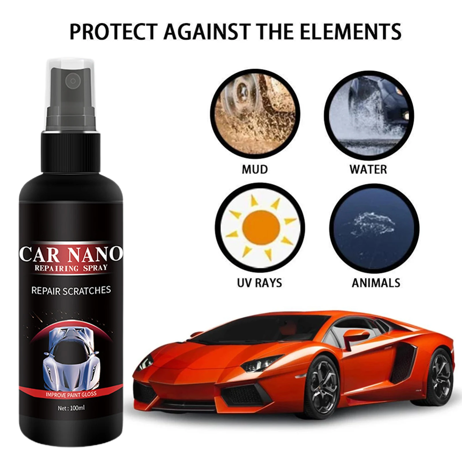 1/2/3PCS Car Nano Repairing Spray Fast Repair Scratches Repairing Polish Spray for Auto Detailing Glasscoat Car Polish