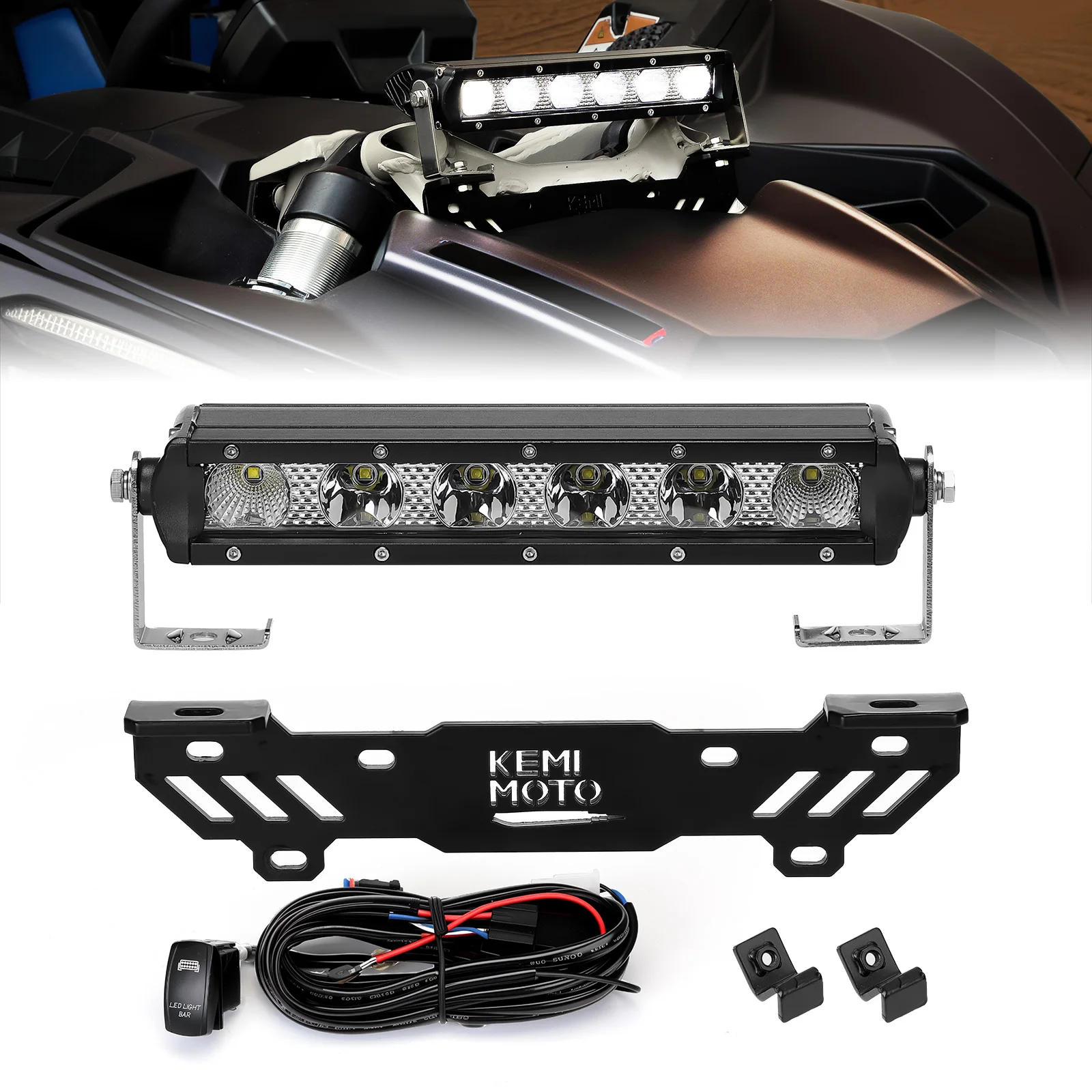 

Shock Tower Light Bar Kit with Mount Bracket Switch Wiring Harness For Can-Am Maverick X3 2017-2025, Maverick R Max 2024-2025