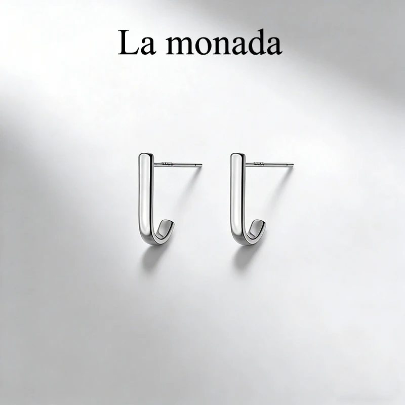 La Monada Hook Women Earrings Silver 925 Stud Fine Jewelry Minimalist Pierced Ears Small Silver 925 Stud Earrings For Women
