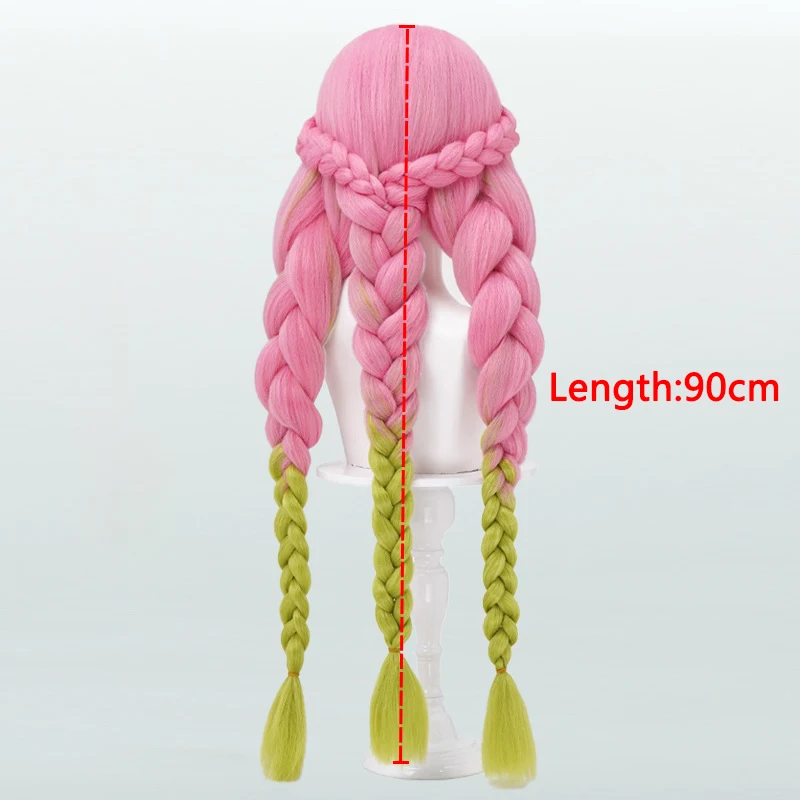 Kanroji Mitsuri Cosplay Perücke mit Perückenkappe, weiblich, Anime, Rollenspiel, langes Haar, Hochtemperatur-Drahthaar für Frauen