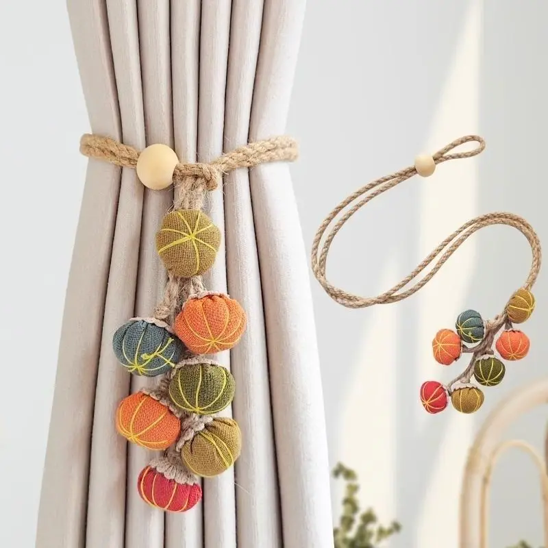 New Curtain Tiebacks Binding Straps Creative Pumpkin Decoration Embellishment Binding Straps Adjustable Gauze Collapse Pendant