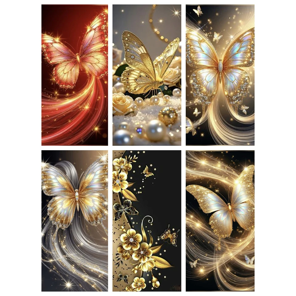 

5D DIY Diamond Painting Gold Butterfly Mosaic Adult Dot Diamond Cross Needle Inlaying Mythical Biology Embroidery Decoration