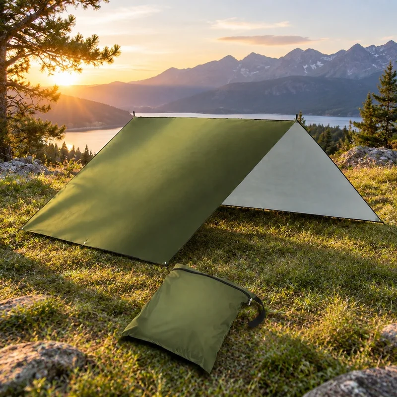 Bâche imperméable résistante aux UV, enduite d'argent, durable, pour le camping, les pique-niques et les barbecues en extérieur - Disponible en plusieurs tailles de 3x3 à 4x5