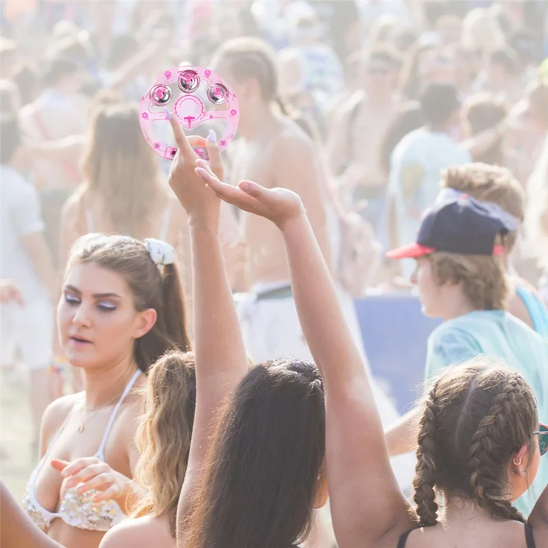 ABLB-Light Up Tambourine 4Pcs Flashing Tambourine Glow Musical Tambourine Handheld Musical Rhythm Instrument Percussion