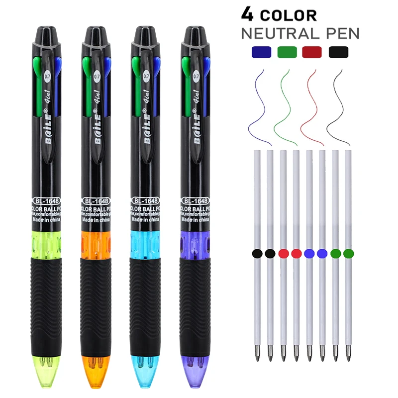 

18pcs/set Creative Retractable 4 In 1 Multifunction Ballpoint Pens Set with 0.7mm 4Color Refills, for School Writing Supplies