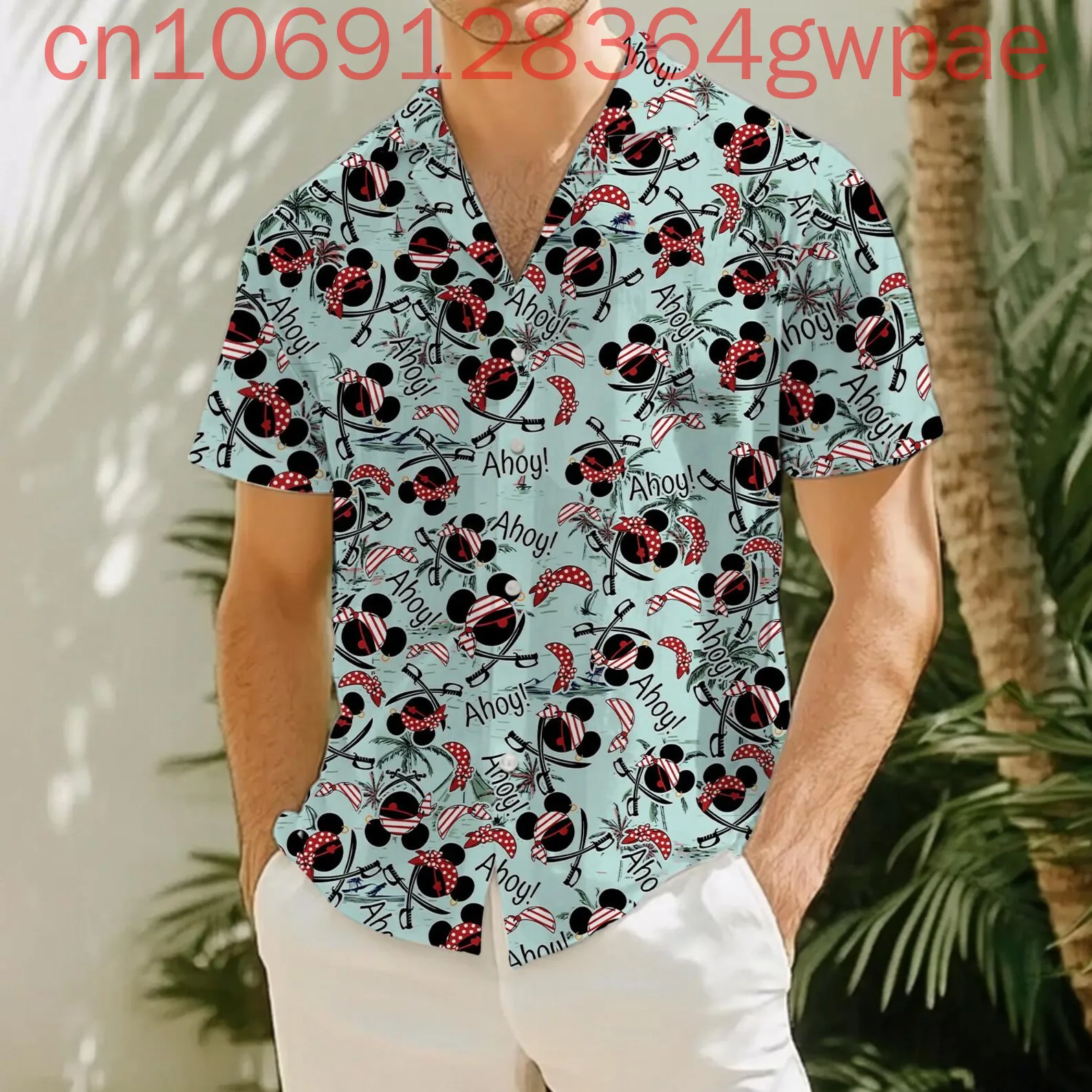 Disney Mickey Cruise Pirate Stampa 3D Camicie hawaiane Camicie da spiaggia a maniche corte casual estive da donna da uomo Camicie con bottoni alla moda