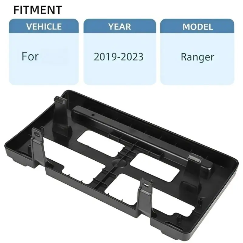 31BC License Plate Mount Bracket with Black Plastic Build, KB3Z17A385A Part Reference and FO1068176 Interchange for Front Plate