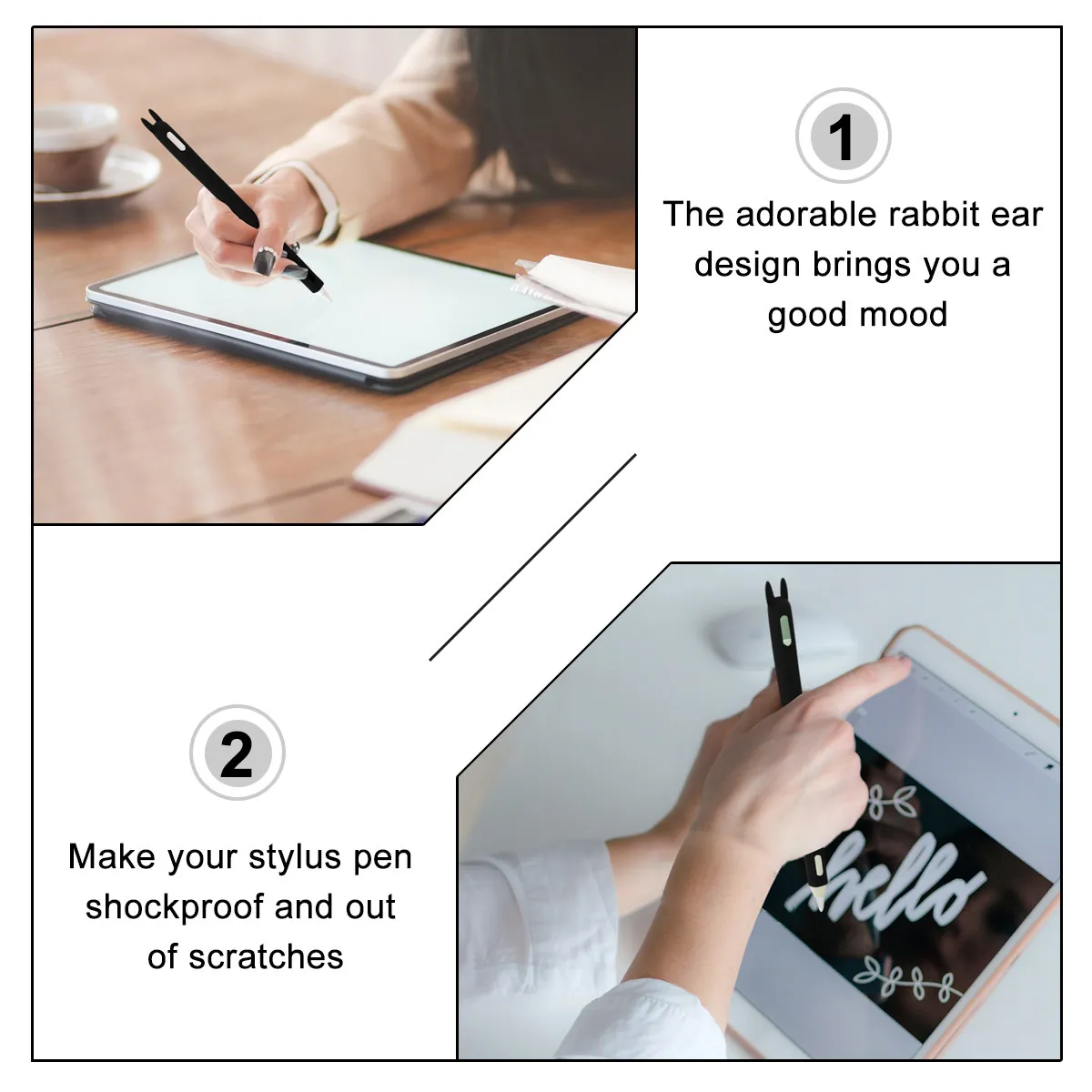 1Pcs Adorable Rabbit Ear Pen Cap Silicone Protective Case Drop-Proof Anti-Dust Shockproof Pen Sleeve Convenient Charging