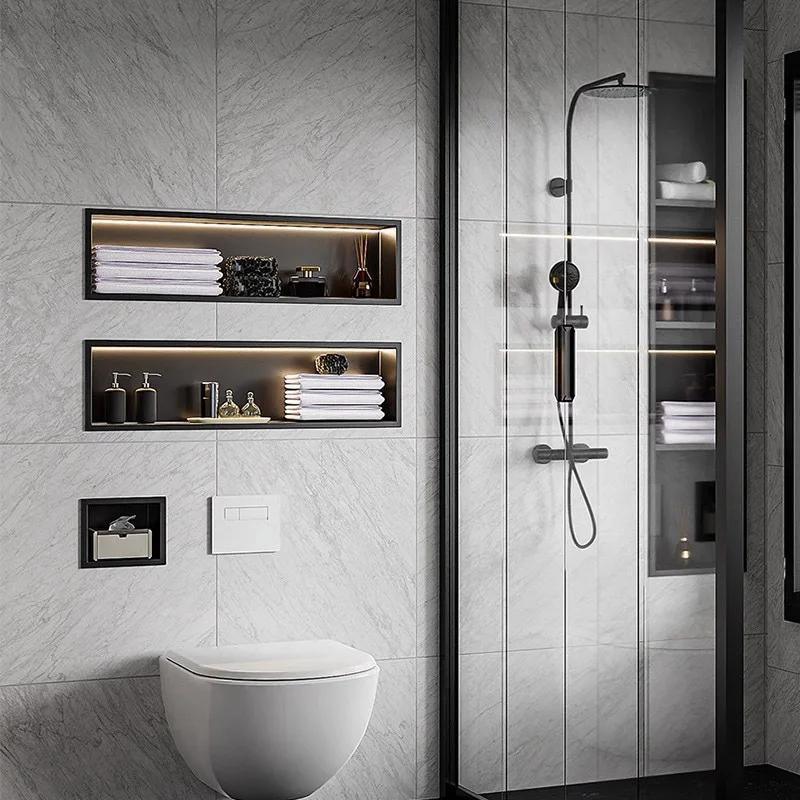 

Stainless steel embedded bathroom rack living room wall-mounted niche entry entrance metal niche