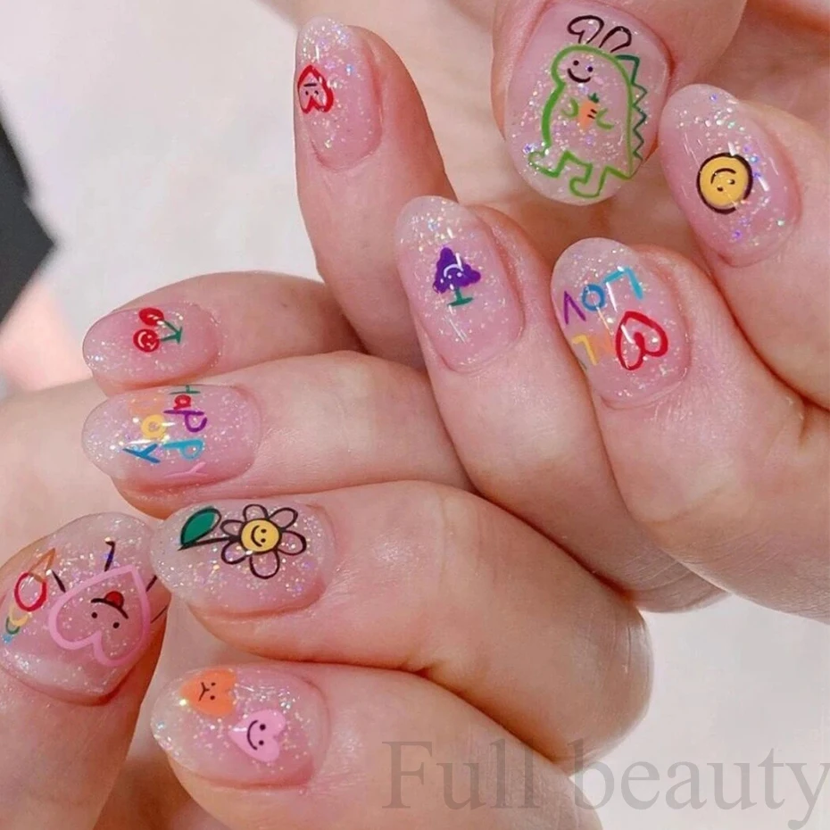 Colorful Cute Dinosaur Back Adhesive Nail Sticker Non-Toxic Odorless Girl Sticker Toy Three-Dimensional Decal image 6