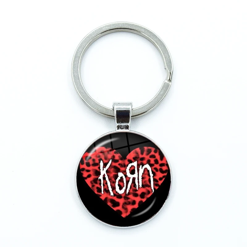 Hip Hop Korn Music Rock Band, Punk Band Glass Pendant Keychain, Jewelry Charm, Bag Souvenir