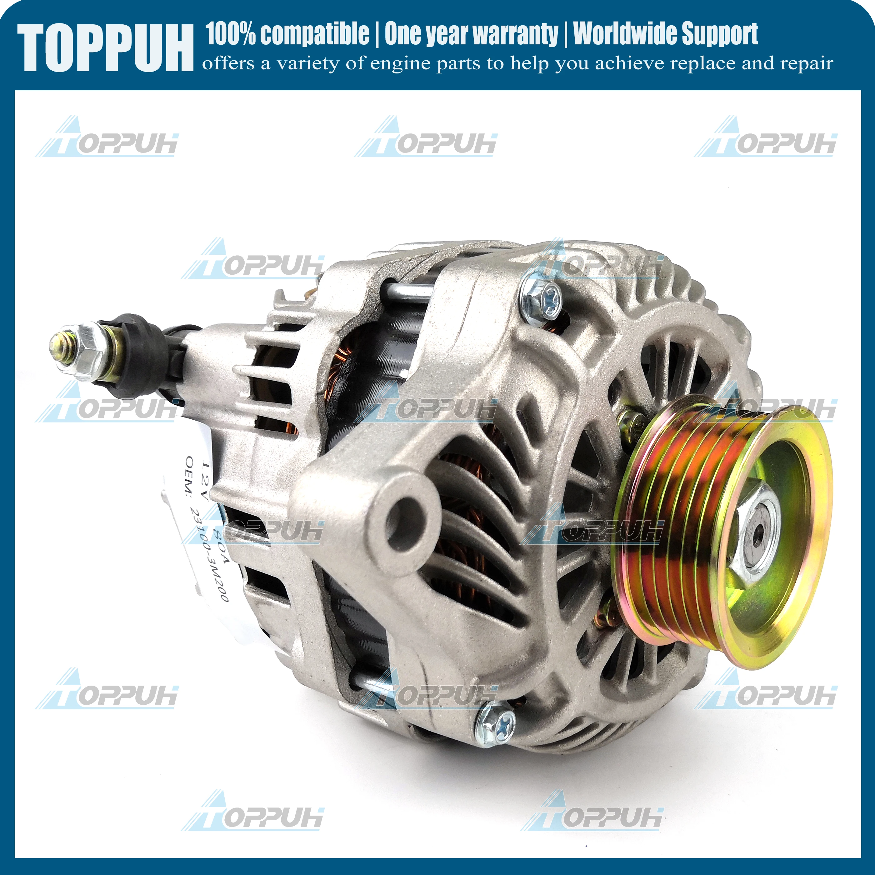 12V 80A Alternator Replacement for Nissan Sentra L4 (97-99), 200Sx L4 (97-98), LR180-768, A002TB3191, A003TB0091, A0002655221