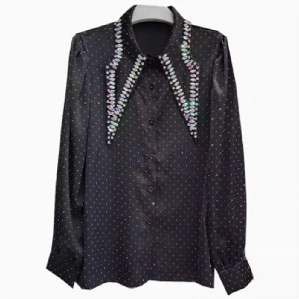 

Bead Shirt loose Long sleeved Cardigan Shirt
