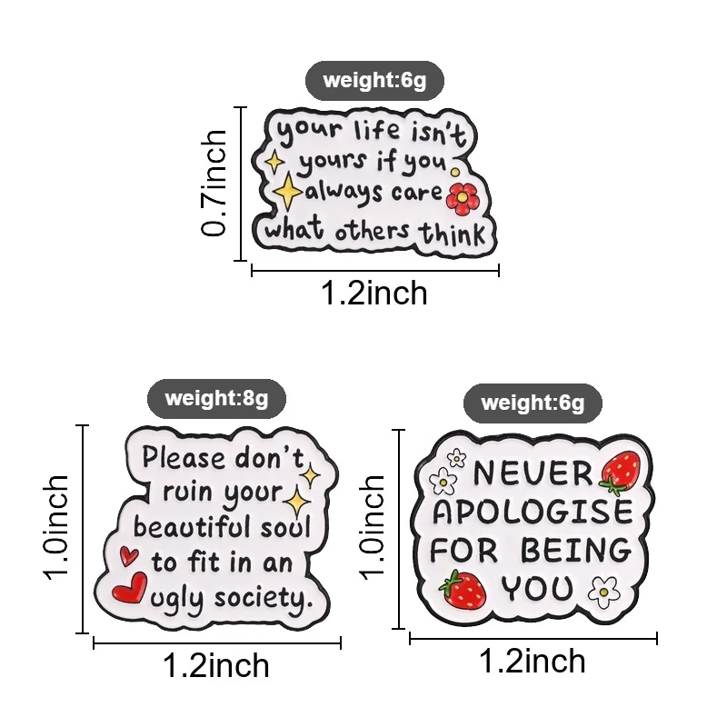 Self Love Inspirational Badge Never Apologise For Being You Enamel Pins Motivational Brooch Positive Affirmation Accessories