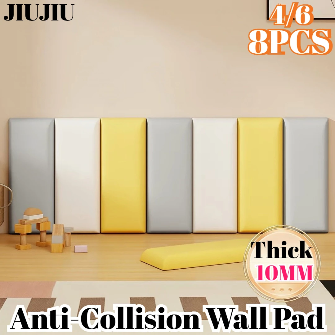Self Adhesive Anti-collision Wall Pad 3D Leather Soft Wall Panel Children's Bedroom Tatami Headboard Pad Safety Wall Protector