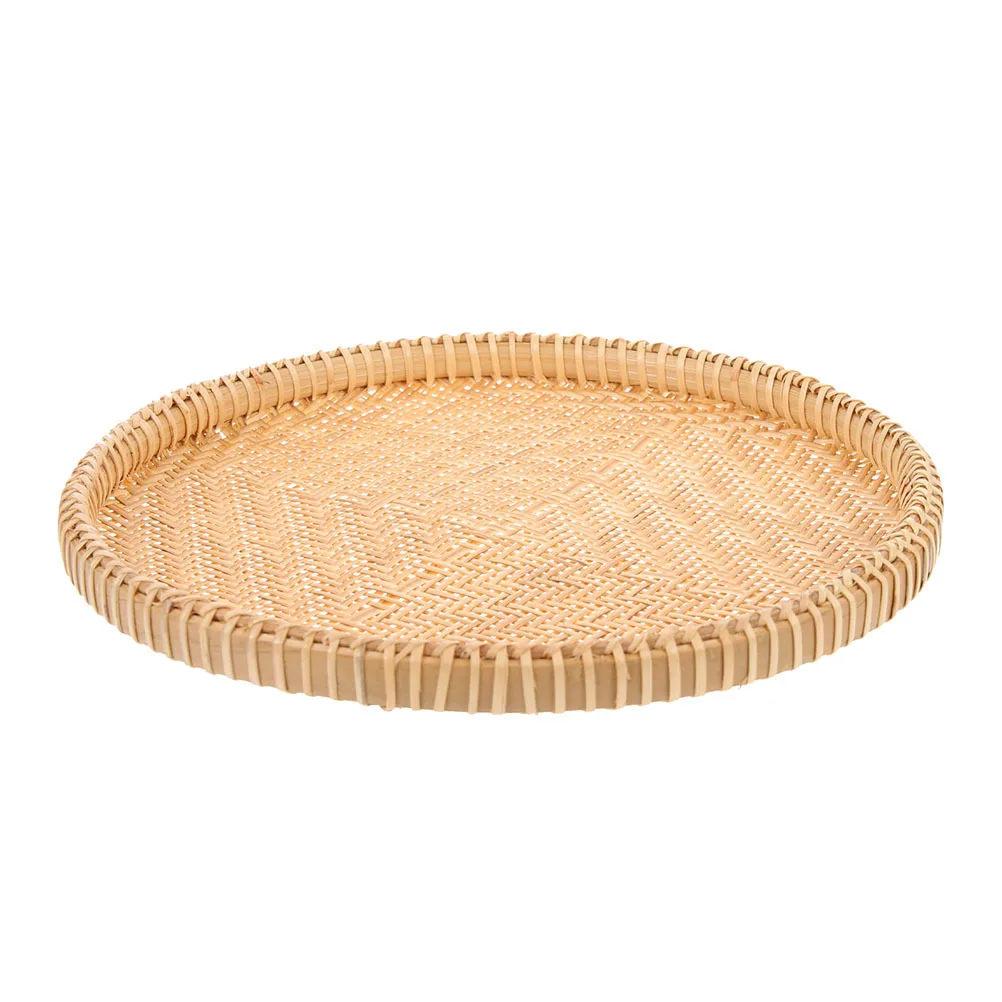 

Bamboo Fruit Basket Material Hand-Woven Kitchen Organizer Storage Holder Bread Tray Snacks Container for Home