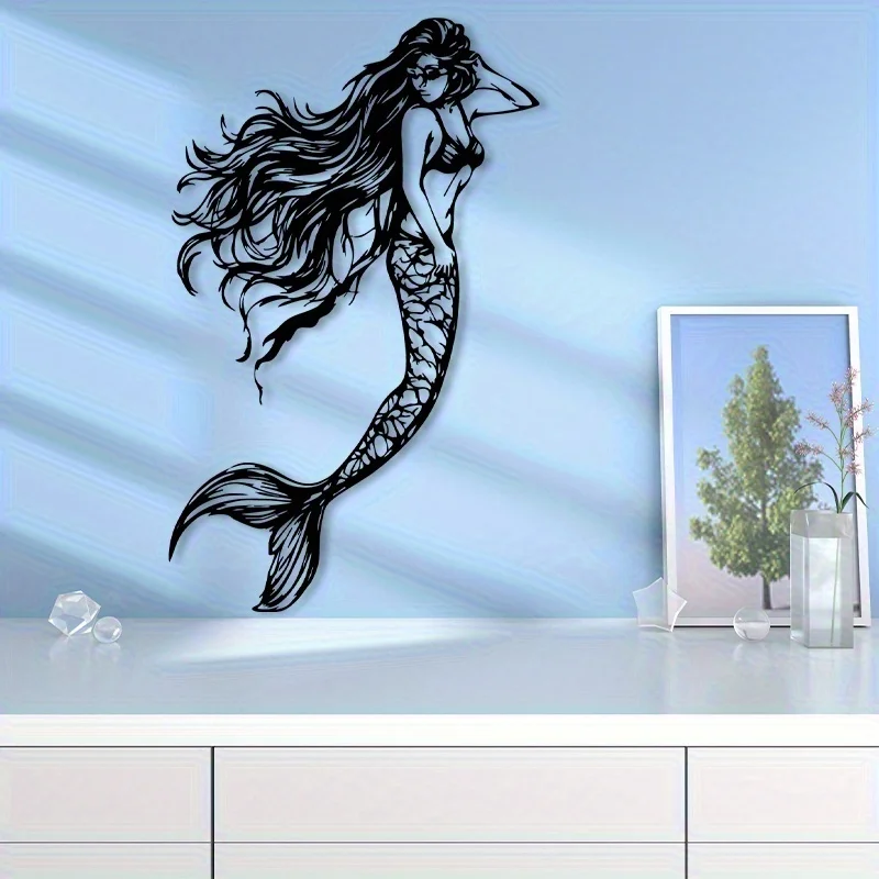 CIFBUY Special Edition Deep-Sea Mermaid Metal Wall Decor,Laser-Cut Iron Art,Romantic Wall Hanging,Christmas Birthday Gift