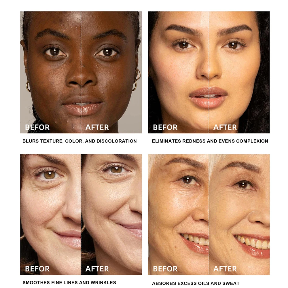 1PC Jelly Makeup Setting Powder Waterproof Matte Press Cream With Puff Velvet Face Lasting Moisturize Oil Control Fixing Makeup