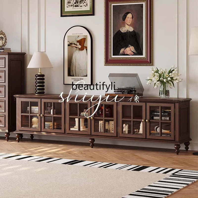 

zq1TV cabinet French retro solid wood American storage medium and ancient TV cabinet