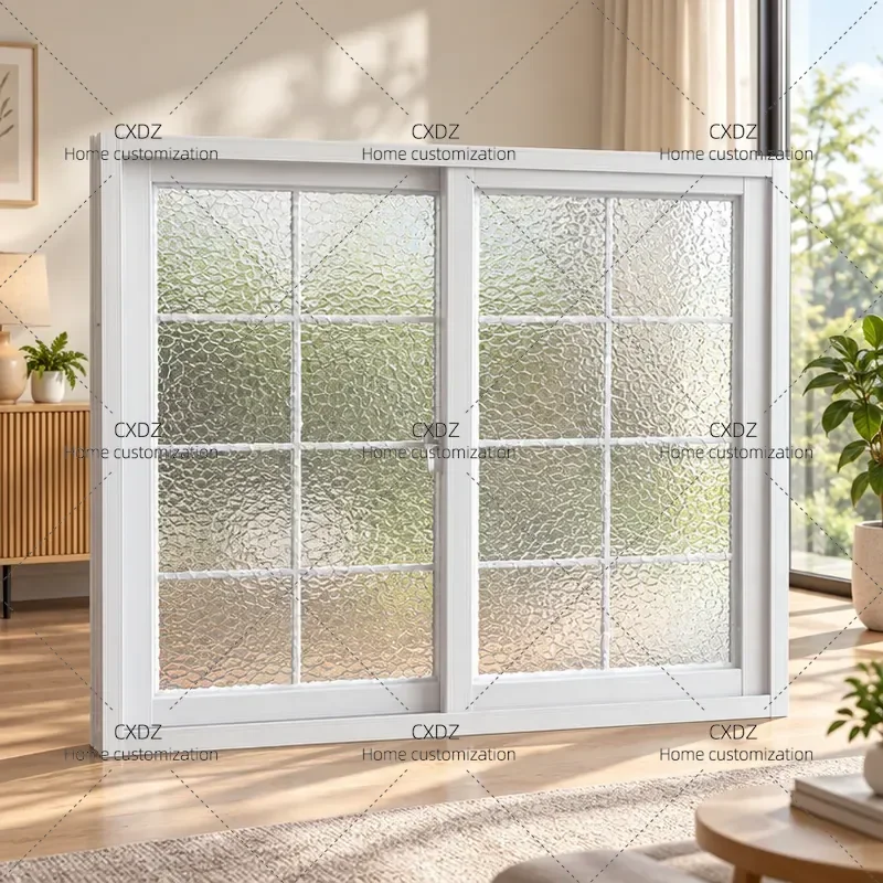 French Style Indoor Aluminum Alloy Sliding Windows Custom Soundproof Bedroom Plastic Steel Window Retro French Doors and