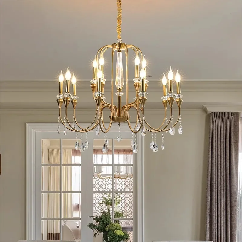 

SANDYHA Vintage Crystal Pendant Lights Retro Chandeliers with Candle Bulbs Ideal for Living Room Bedroom Study Elegant Lighting