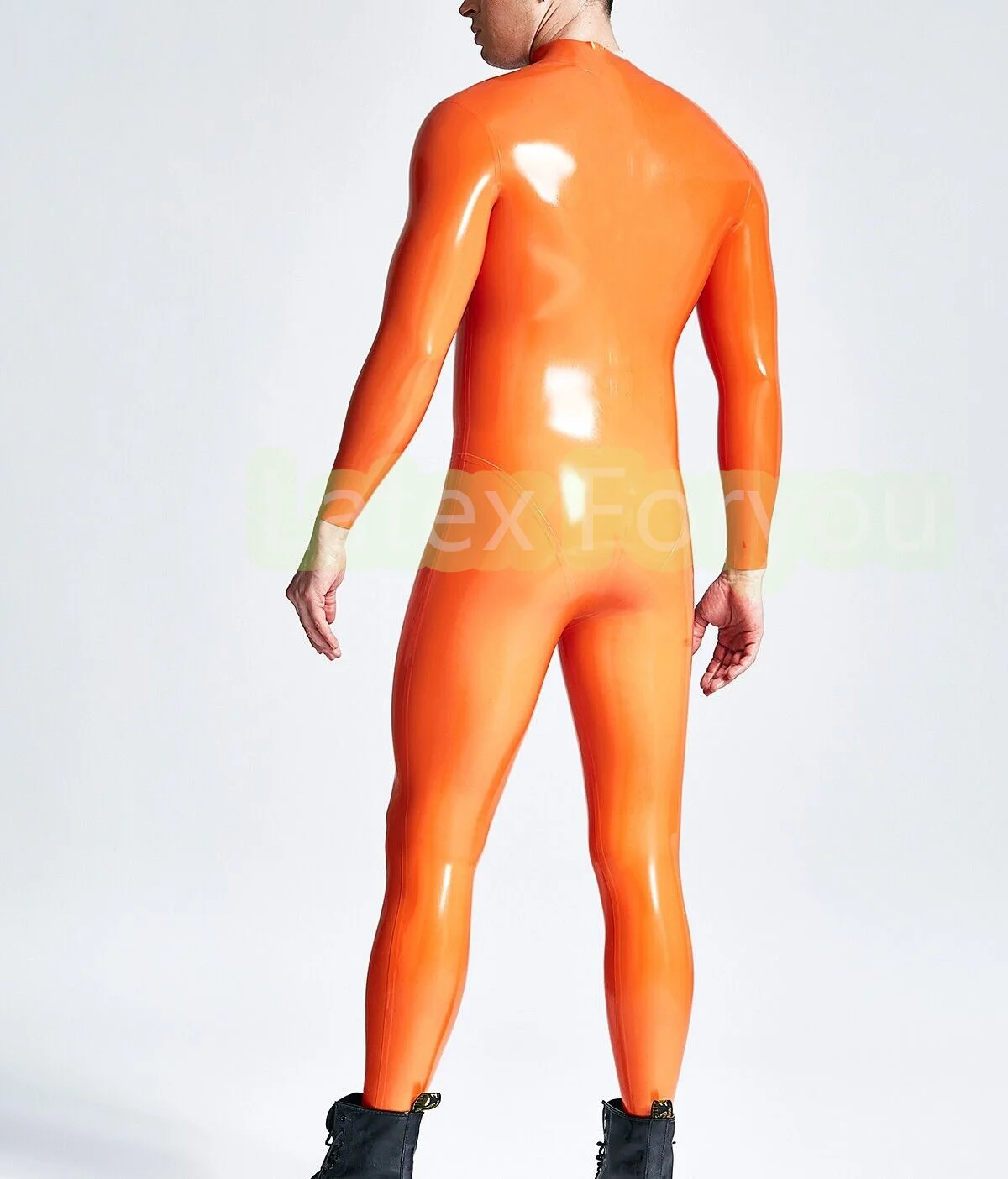 Handmade Men 100% Natural Latex Neck Entry with 3D Crotch Catsuit Male Sexy Bodysuit Rubber Gummi Jumpsuit No Zip Classic Wear