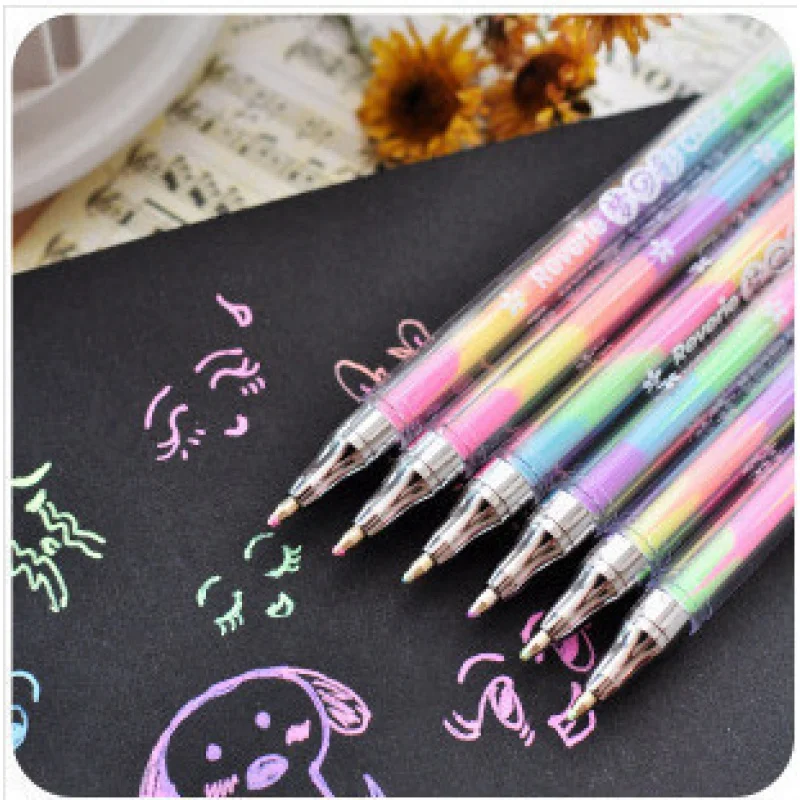 New Korean Style 6 Colors in One Watercolor Pen Creative Personality Gel Pen Diy Handmade Album Graffiti Pen