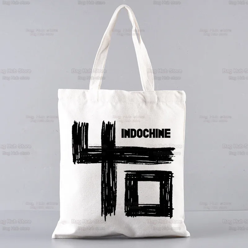 Indochine-Bolso De compras Pop Rock Wave, bolsa De yute De lona para viaje, banda francesa