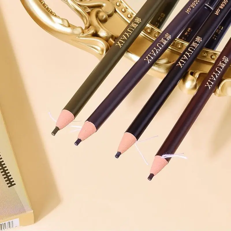 Double Head Pull Line Eyebrow Pencil 2mm Ultra-fine Tip With Brush Professional Makeup Waterproof Hard and Thin Brow Pen Refill