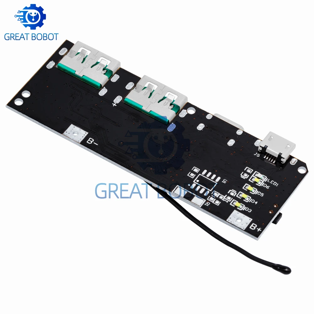 QC4.0+QC3.0 Fast Charging Module - 22.5W Dual USB Output (Type-C/Micro) with 18650 Battery Management & Triple Protection