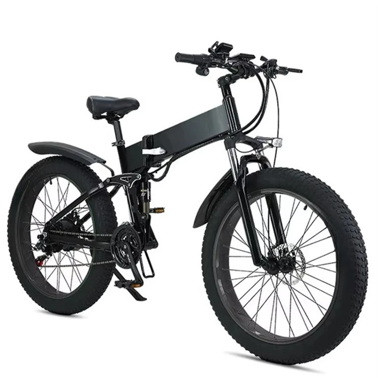Super Lightweight 26 Inch 350W 500W 1000w Full Suspension Mtb Folding Electric Mountain Bike E Bicycle