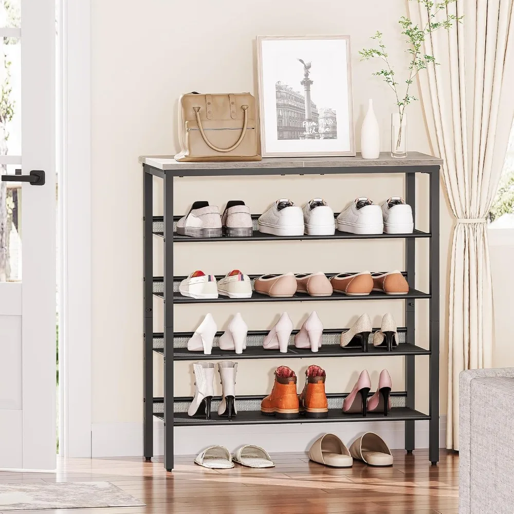 

5-Tier Shoe Organizer with Adjustable Mesh Shelves, 16-20 Pairs of Shoes, Shoe Cabinets