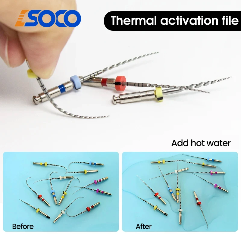 SOCO PLUS 6Pcs/Box Heat-Treated Rotary Nickel Titanium Endo Files Remarkable Anti-Breakage Strength  Root Canal Preparation