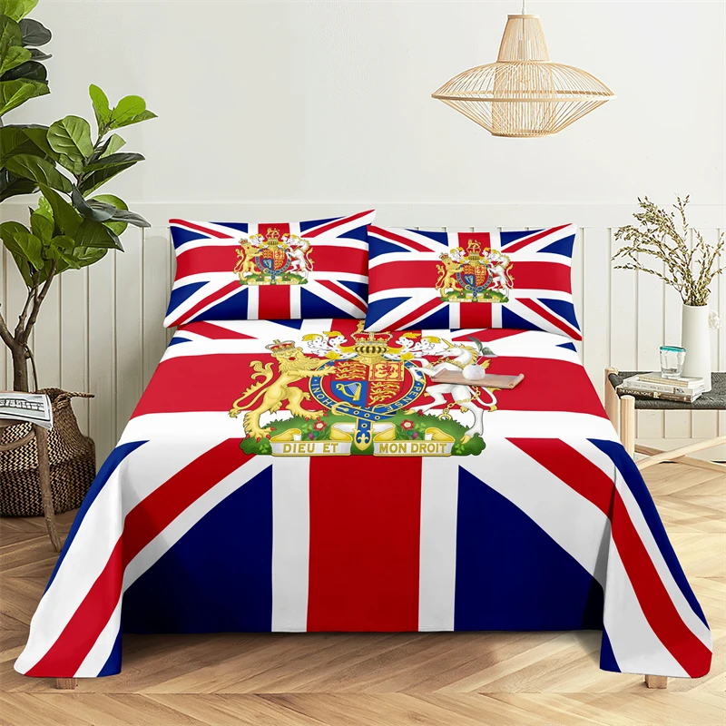 

National Flag 0.9/1.2/1.5/1.8/2.0m Digital Printing Polyester Bed Flat Sheet with Pillowcase Print Bedding Set