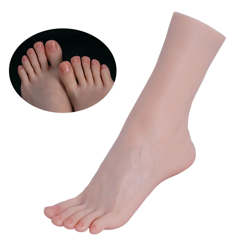 Foot Fetish Model Realistic Silicone Female Foot Model Artificial Woman Foot Mannequin with Blood Vesse Toes Can Bend
