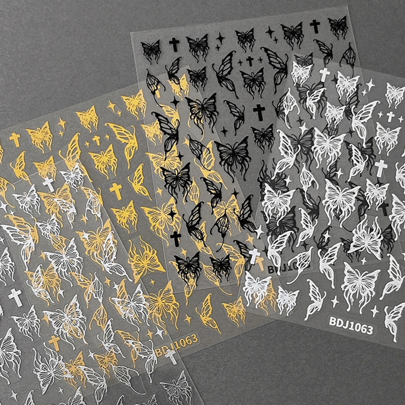 1 foglio mini farfalla adesivi per nail art decalcomanie cursori adesivi design farfalla cartone animato 3d per le donne decorazioni per nail art