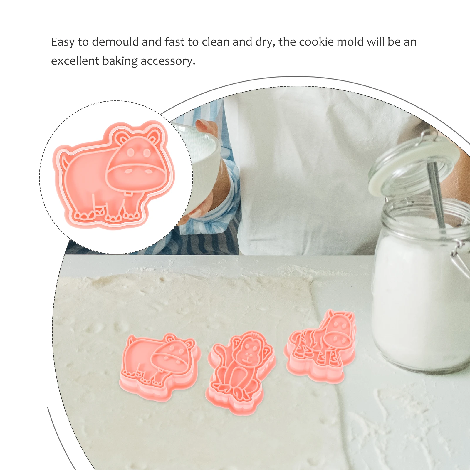 

8 Pcs Animal Cookie Molds 3D Cartoon Shaped Baking Tool Reusable PP Mold for Cookies Fondant Chocolate Biscuit Making Kit